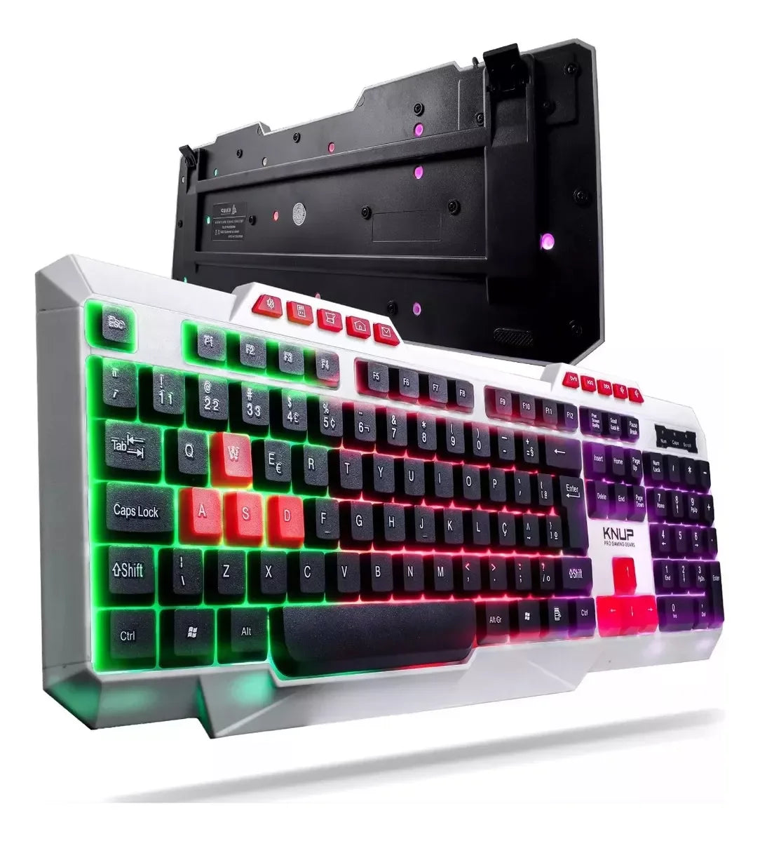 Gamer Knup Kp Te120 Rgb Led Abnt2 White Lighting Keys Portuguese Keys Brazil High Performance Resistant Keyboard
