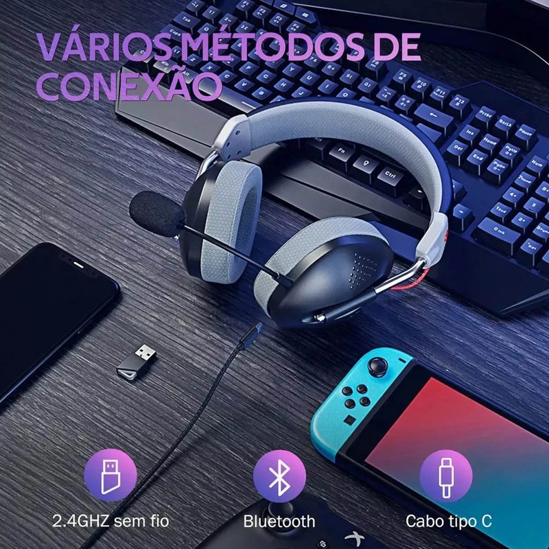 Headset Gamer Havit Gamenote Fuxi H4 Bluetooth Wireless 2.4GHz USB Cinza