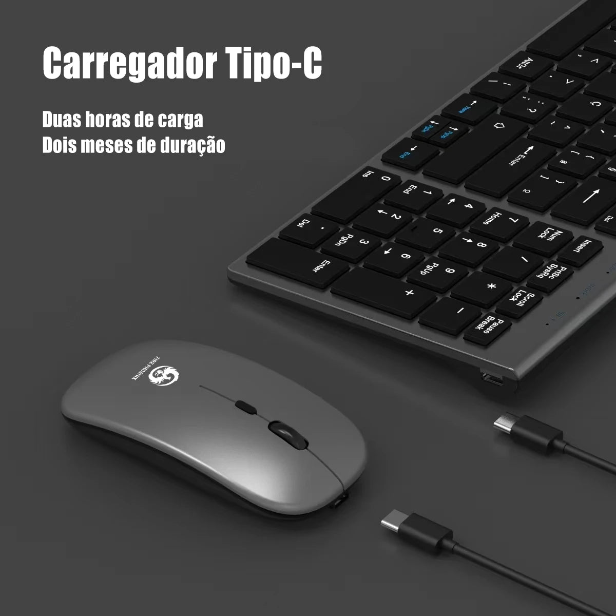 2.4g Wireless Wireless Bluetooth Keyboard And Mouse Kit Rechargeable Abnt2 Bk-8078