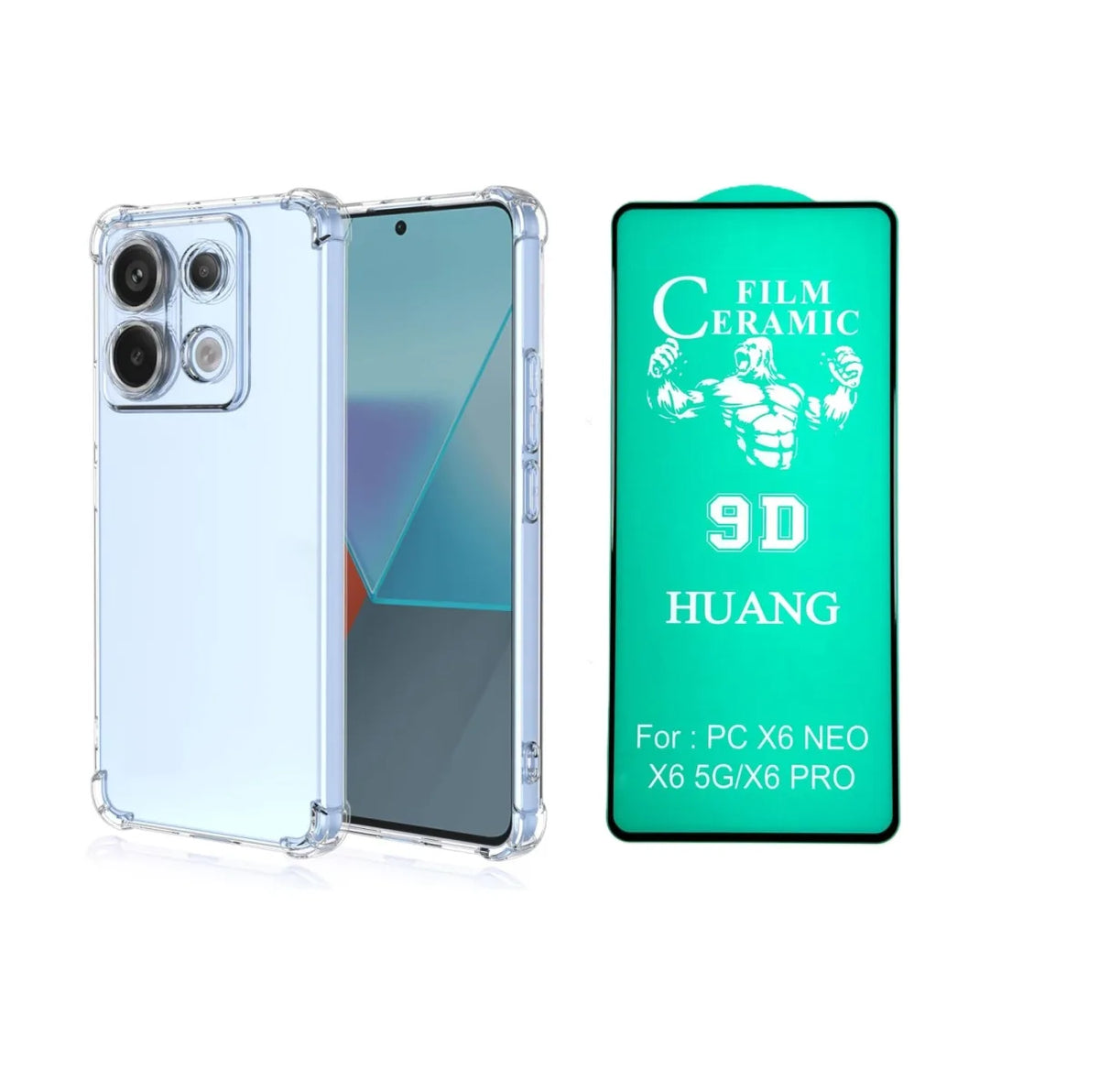9D Ceramica Film + Anti Impact Case for Xiaomi Poco X6 / Poco X6 Pro Case
