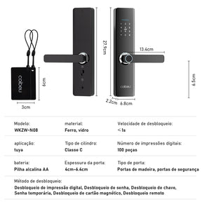 Smart Lock with Fingerprint and Password Compatible with Tuya, Quick Unlock ≤ 1s, Electronic Lock, Coibeu