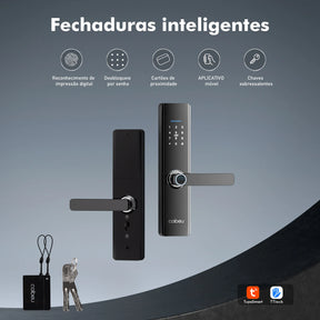 Smart Lock with Fingerprint and Password Compatible with Tuya, Quick Unlock ≤ 1s, Electronic Lock, Coibeu