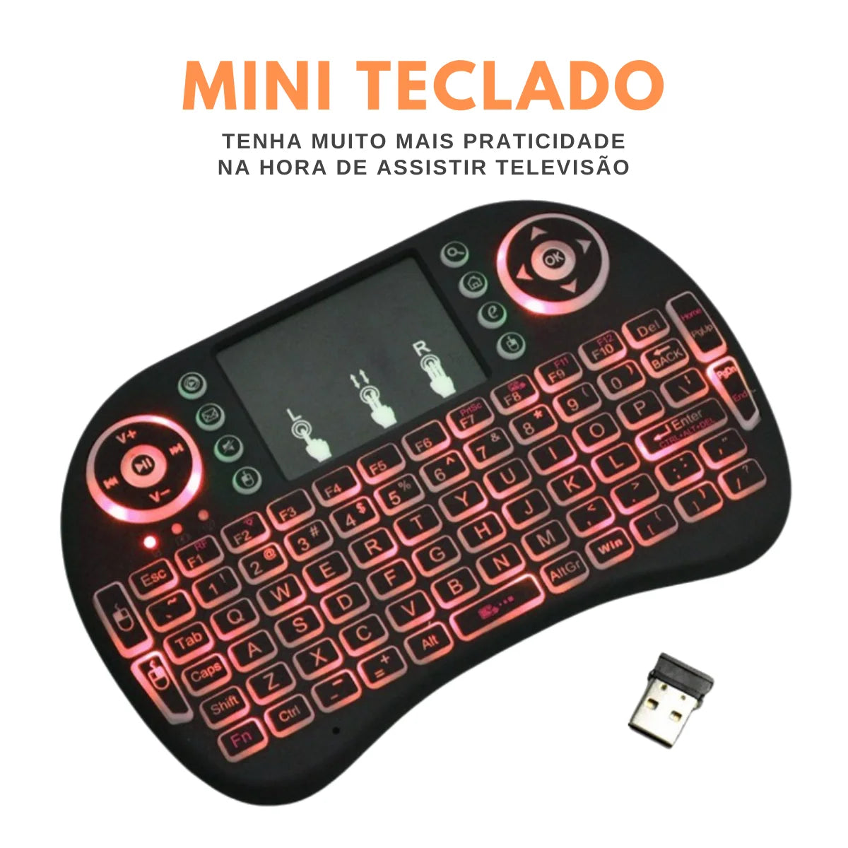Mini Wireless Wireless Touchpad Illuminated Box Smart TV PC Notebook Keyboard-Shipped from Brazil